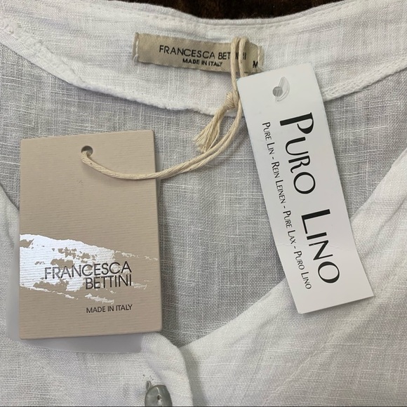 Francesca Bettini 100% Linen White Top Size Med. - Picture 6 of 9